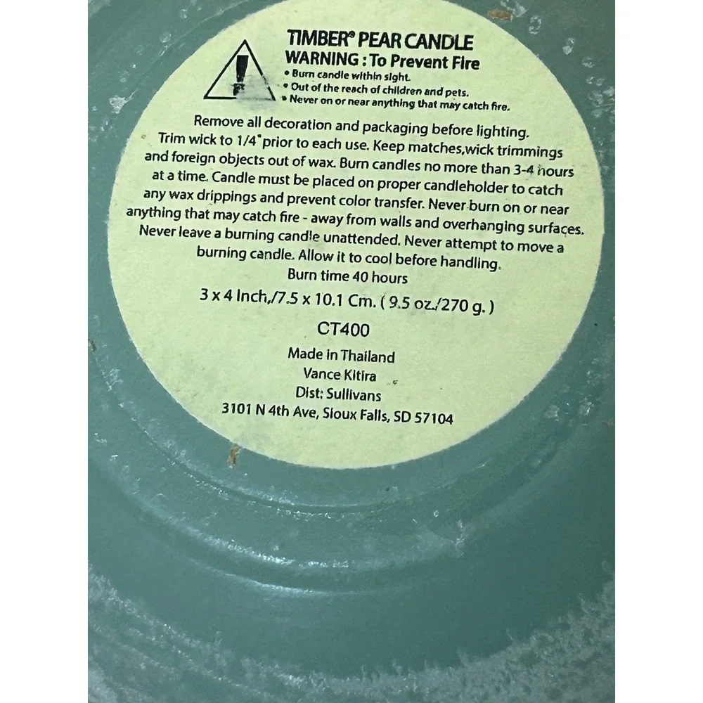 Vance Kitira Pear Shaped Candle Decorative‎ Green Unscented Wax